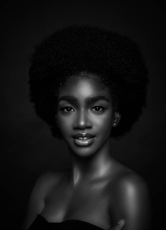 Alluring African American lady looking at camera